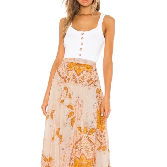 🆕Free People | Drop Waist Long Skirt Sz 4 NWT - Picture 2 of 9